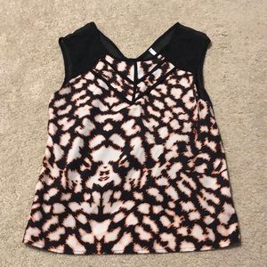 Patterned tank top with sheer back